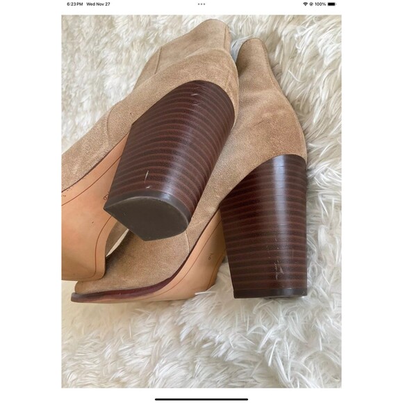 Sam Edelman Wm’s Size 9 Blake Tan Suede Leather Bootie/Boots Chunky Stacked Heel - Picture 8 of 9